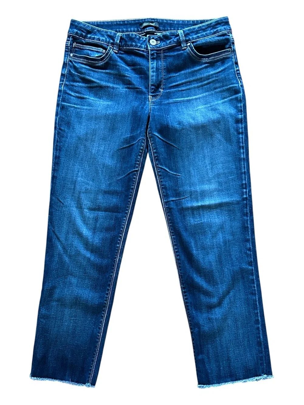 White House Black Market Dark Blue Denim Slim Crop Jeans